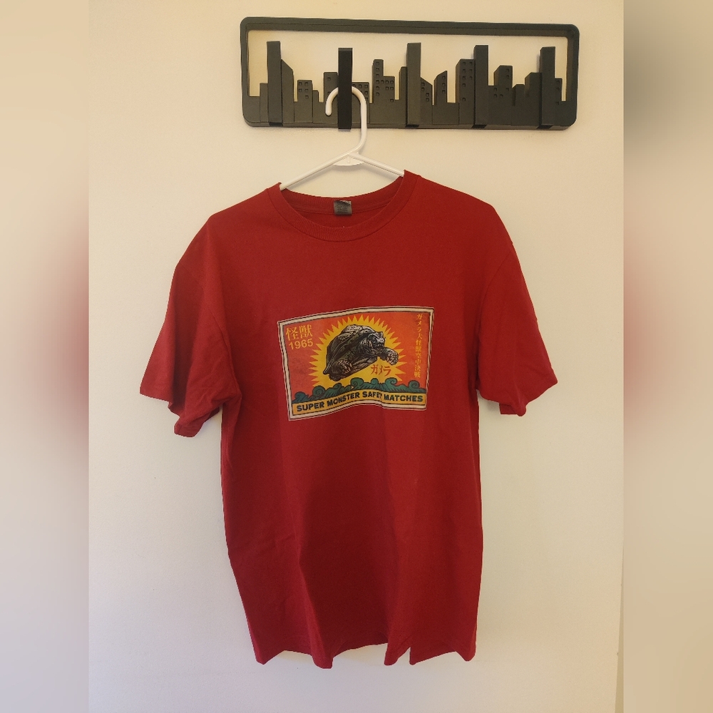 Gildan Red Graphic Tee with Monster Design